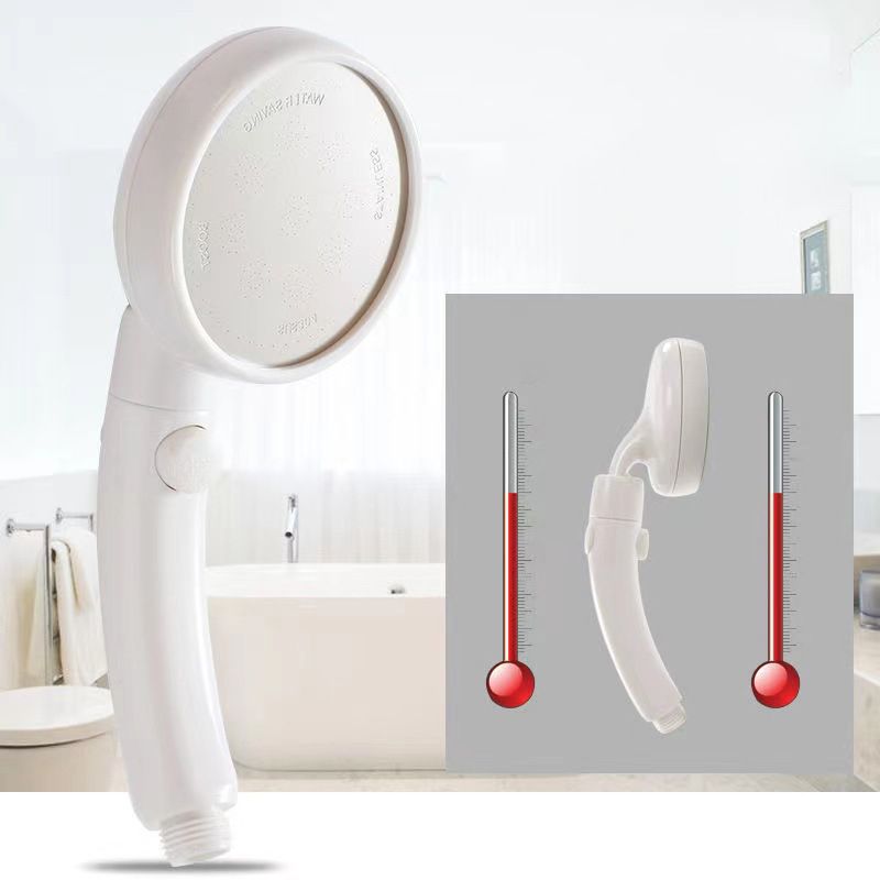 Sikunuo | Plastic Handheld Showerhead White Standard Spray Round Wall-mounted Swivel Showerhead