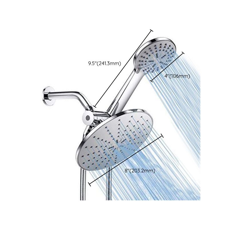 Sikunuo | Wall Mounted Round Shower Modern Style Metal Double Shower Heads