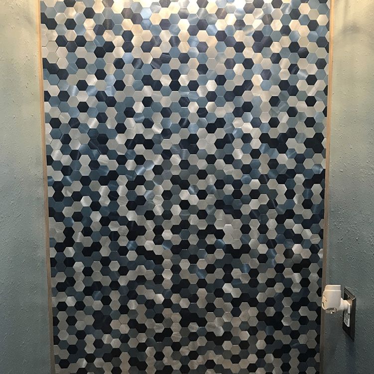 Sikunuo | Modern Tile-Peel & Stick Metal Mosaic Tile Hexagon Peel & Stick Subway Tile