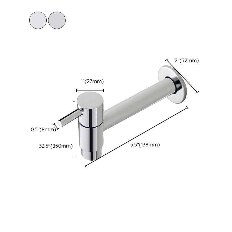 Sikunuo | Contemporary Wall-Mounted Bathroom Faucet Single Hole Low Arc Solid Brass Circular Faucet