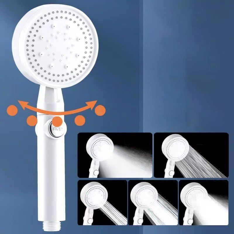 Sikunuo | 5 Sprays Shower Head Round Wall Mounted Plastic Wall Connector Holder Handheld Shower Head