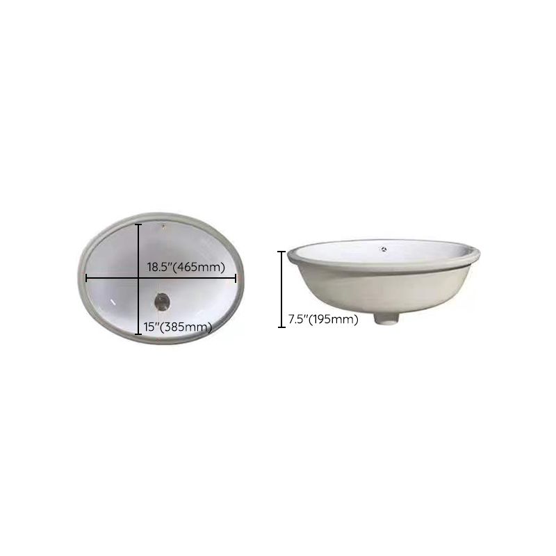 Sikunuo | Modern Under-Mount Sink Oval Porcelain with Pop-Up Drain Sink