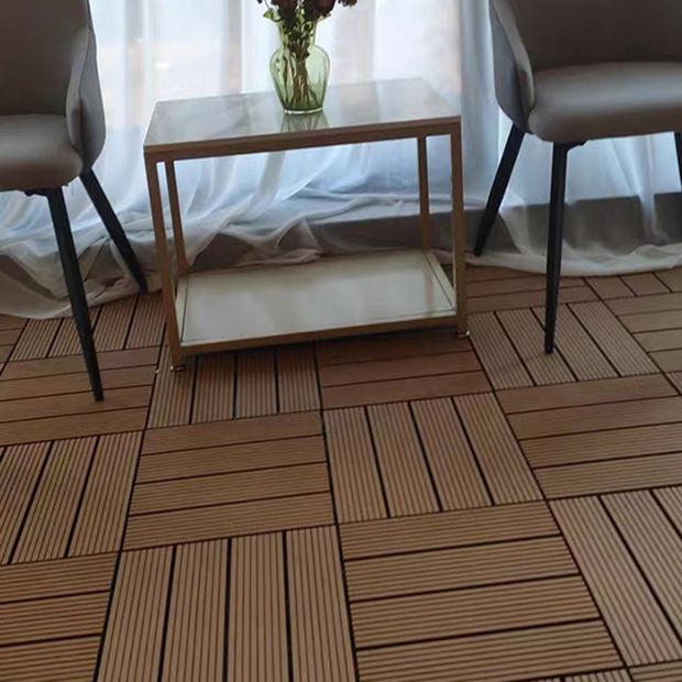 Sikunuo | Composite Square Patio Tiles Interlocking Striped Pattern Patio Floor Tiles