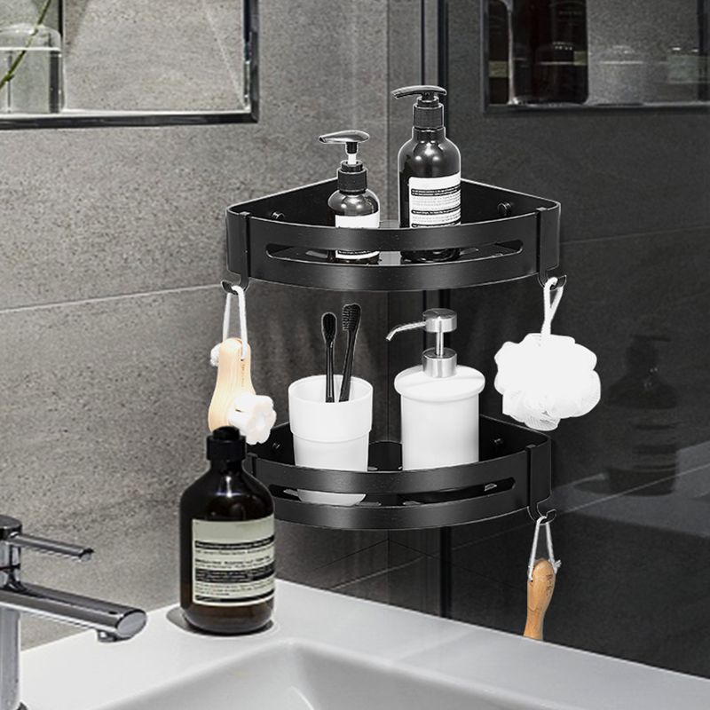 Sikunuo | Black/Silver Bath Set Modern 1/2/3-Piece Anti-Rust Bath Rack