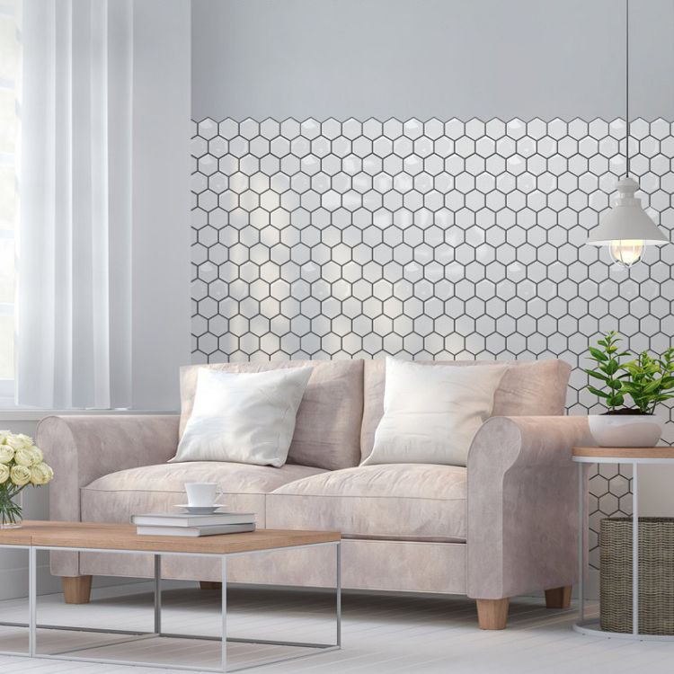 Sikunuo | Square Peel and Stick Back Wall Modern Plastic Peel and Stick Back Wall