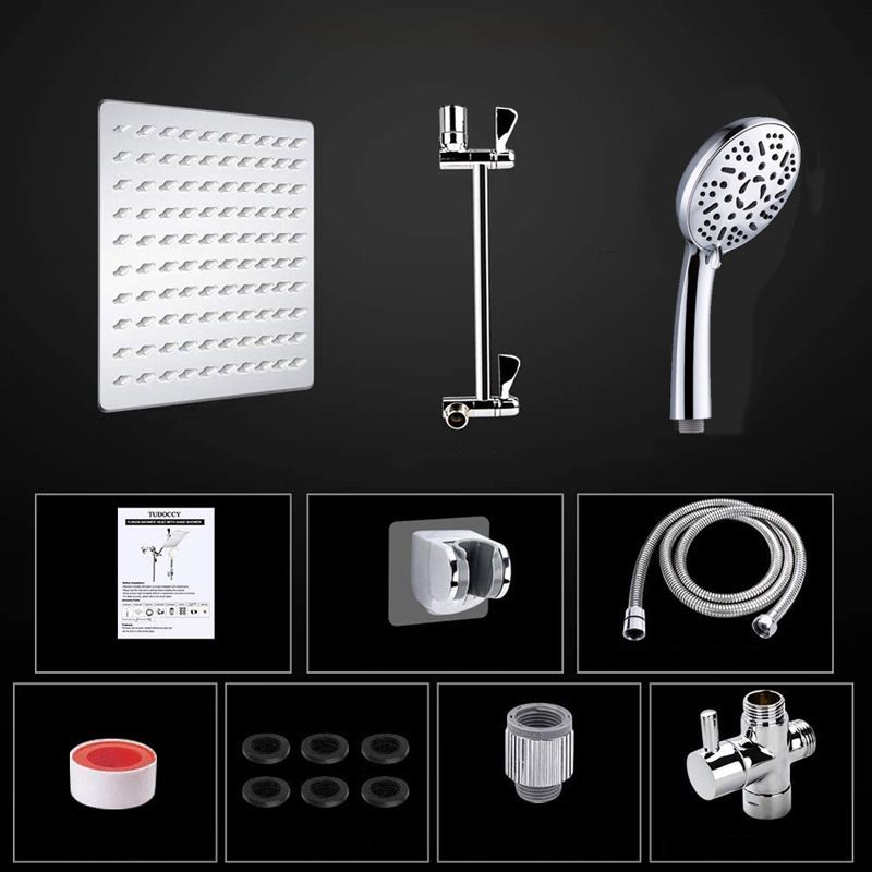 Sikunuo | Modern Style Dual Showerhead 9-Spray Silver Wall-Mounted Showerhead