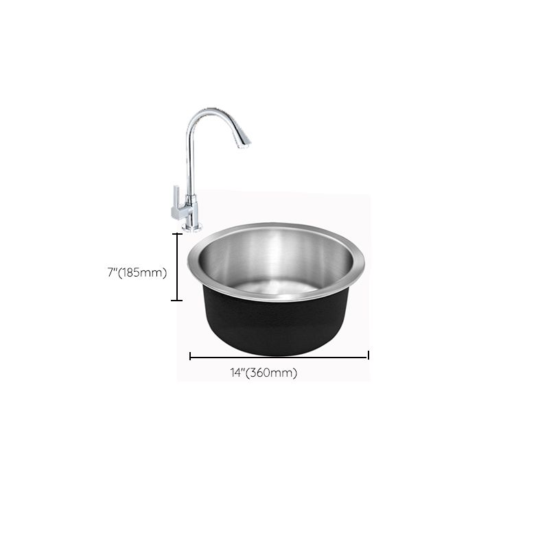 Sikunuo | Contemporary Single Bowl Kitchen Sink Round Stainless Steel Sink with Drain Strainer Set
