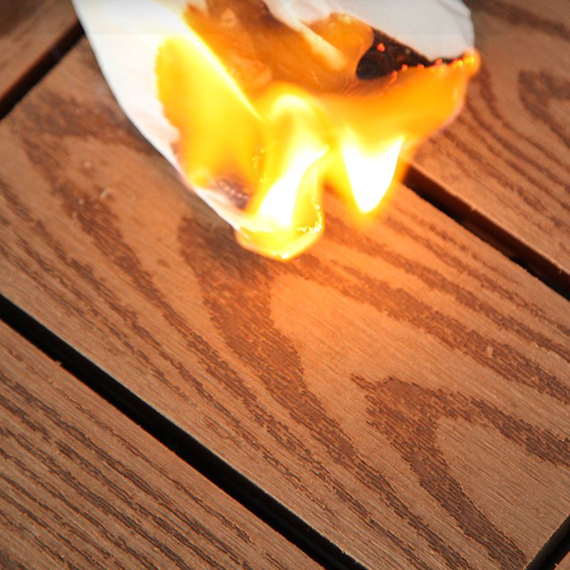 Sikunuo | 12" X 12" PVC 6-Slat Square Patio Tiles Snap Fit Installation Outdoor Floor Tiles