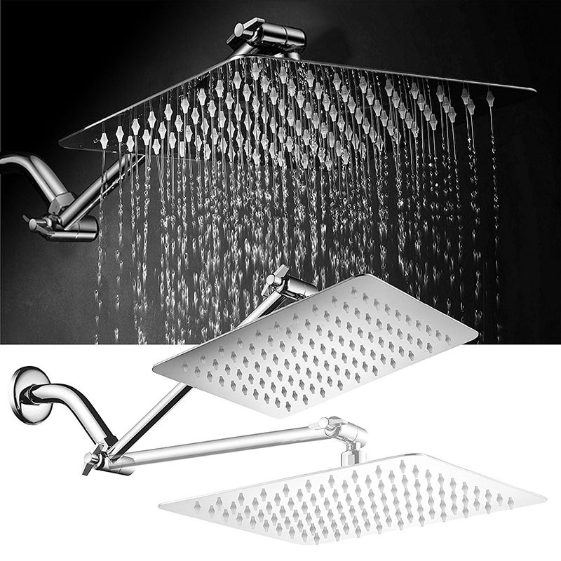 Sikunuo | Contemporary Shower Combo Fixed Shower Head Stainless Steel Wall Mount Square Shower Head