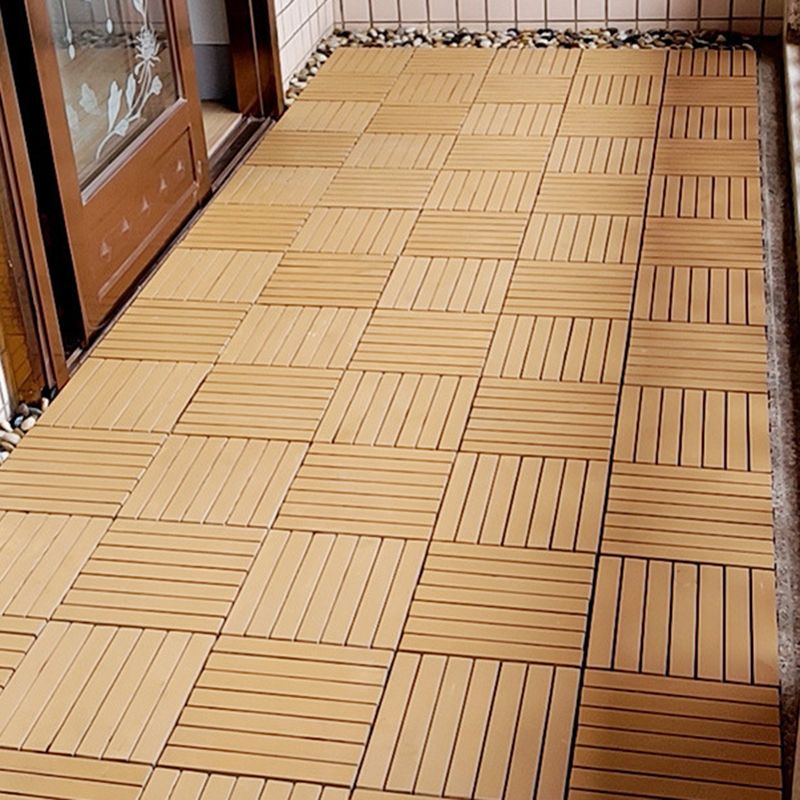 Sikunuo | Yellow 6-Slat Square Wood Floor Tiles Click System Floor Tiles