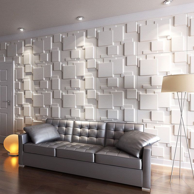 Sikunuo | Square Interior Wall Cladding Peel and Stick Texture Effect Wall Cladding