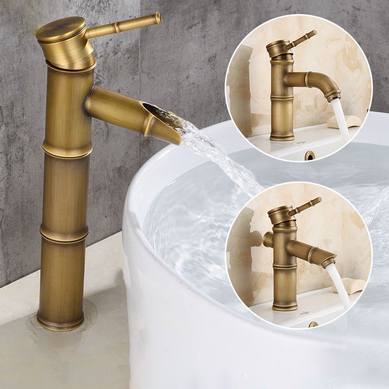 Sikunuo | Farmhouse Brass Bathroom Faucet With Lever Handle Single Hole Sink Faucet