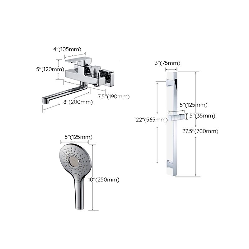 Sikunuo | Wall Mounted Bathtub Faucet Trim Polished Chrome Swivel Spout with Hand Shower