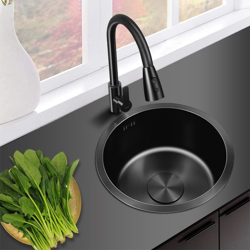 Sikunuo | Classic Round Sink Stainless Steel Built-in Sink Non-Slip Round Basin for the Kitchen