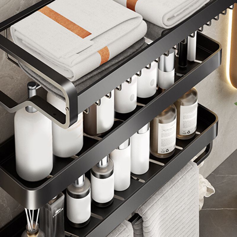 Sikunuo | Modern Bathroom Set Matte Black Bathroom Shelf Towel Holder Bathroom Accessories Set