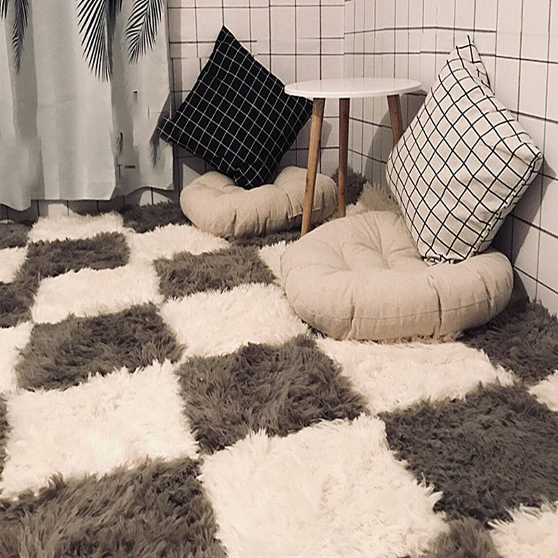 Sikunuo | Bedroom Carpet Tiles Solid Square Shag Stain Resistant Carpet Tiles