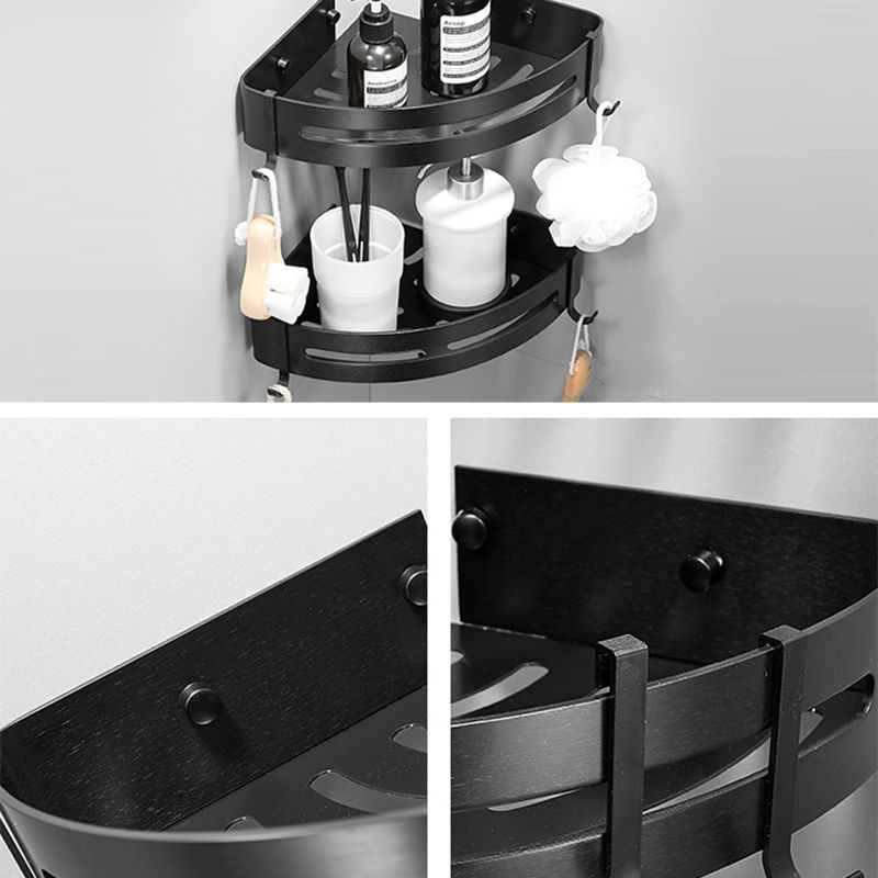 Sikunuo | Black/Silver Bath Set Modern 1/2/3-Piece Anti-Rust Bath Rack