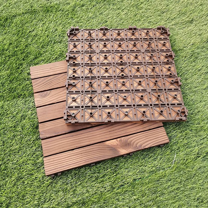 Sikunuo | 7-Slat Square Wood Floor Tiles Click Installation Outdoor Floor Tiles