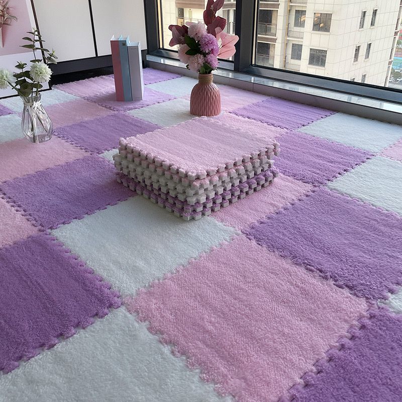 Sikunuo | Multicolored Level Loop Carpet Tile Non-Slip Composite Floor Tiles for Bedroom