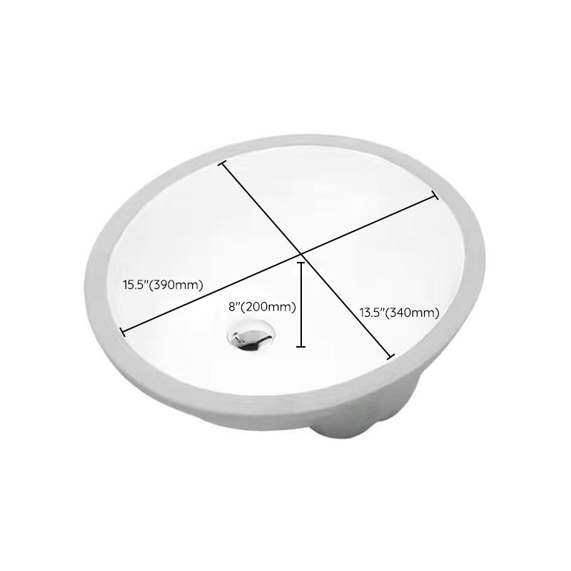 Sikunuo | Modern Under-Mount Sink Oval Porcelain with Pop-Up Drain Sink