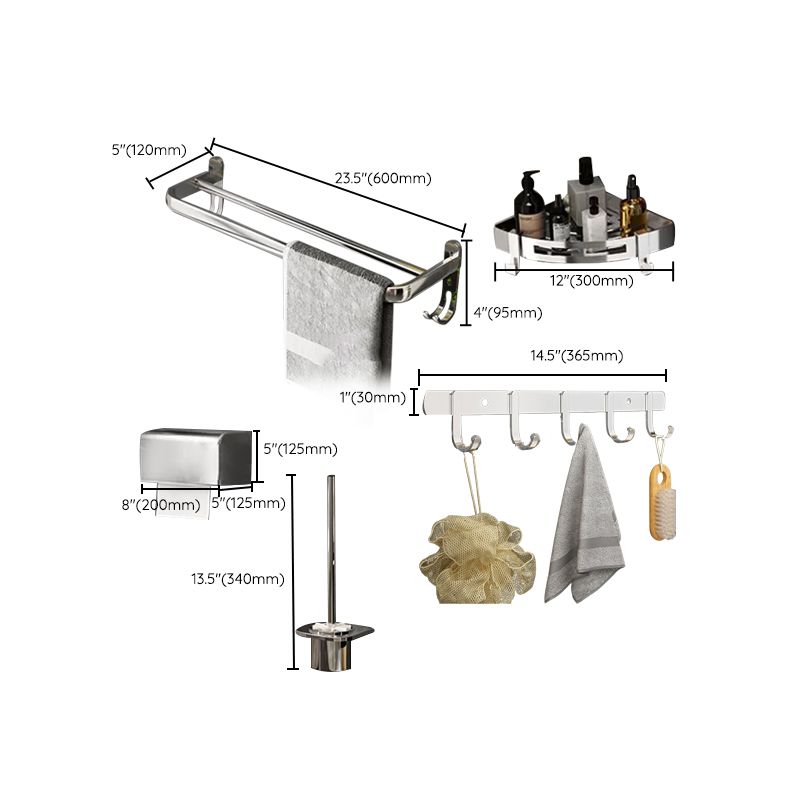 Sikunuo | Contemporary Chrome Bathroom Hardware Set Polished Chrome Bathroom Set Made of Stainless Steel