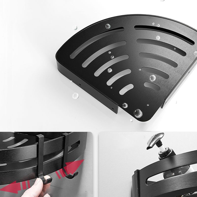 Sikunuo | Black/Silver Bath Set Modern 1/2/3-Piece Anti-Rust Bath Rack
