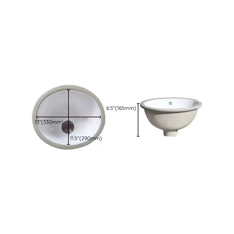 Sikunuo | Modern Under-mount Sink Oval Porcelain with Pop-Up Drain Sink