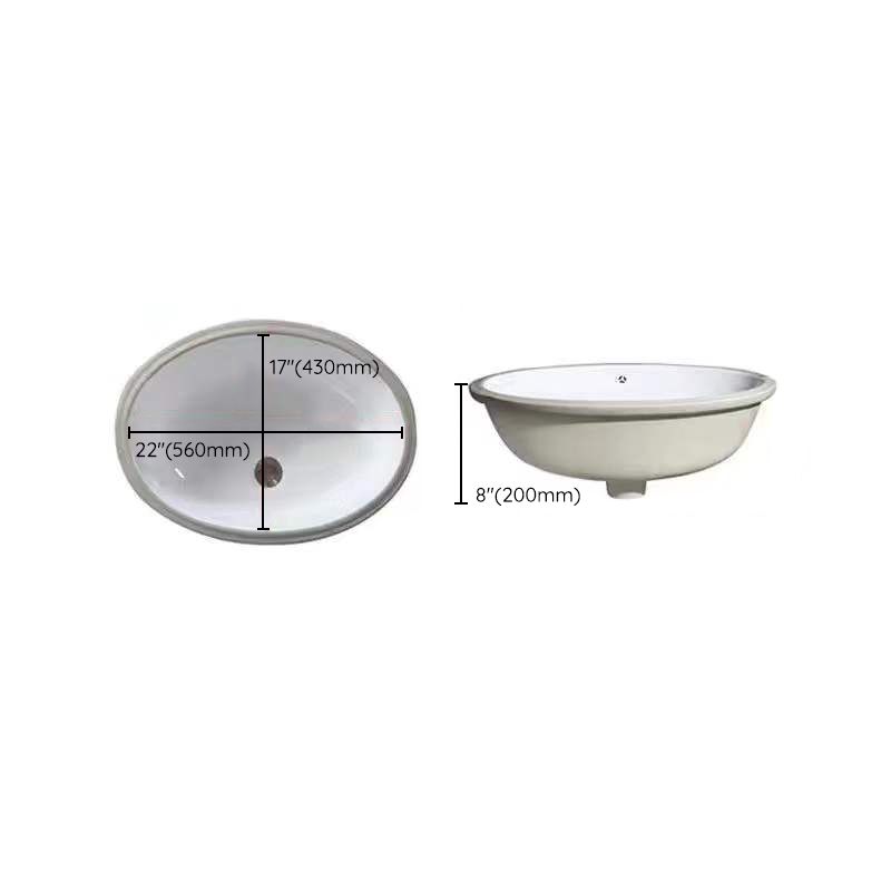 Sikunuo | Modern Under-Mount Sink Oval Porcelain with Pop-Up Drain Sink