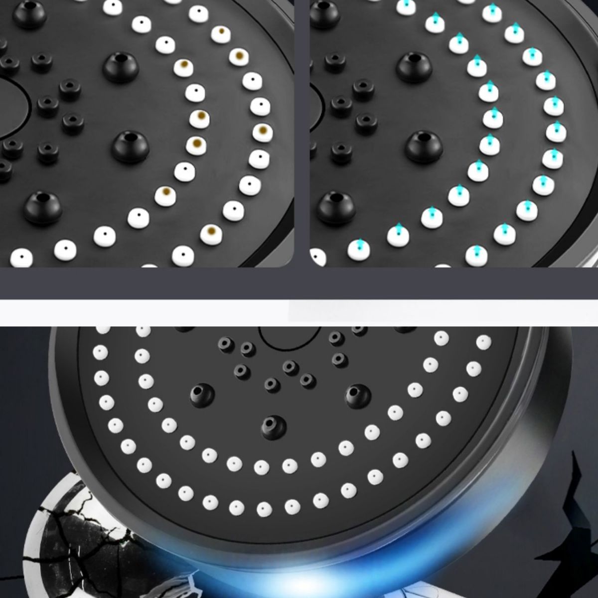 Sikunuo | Round Hand Shower Adjustable Spray Pattern Wall Mounted Shower Head