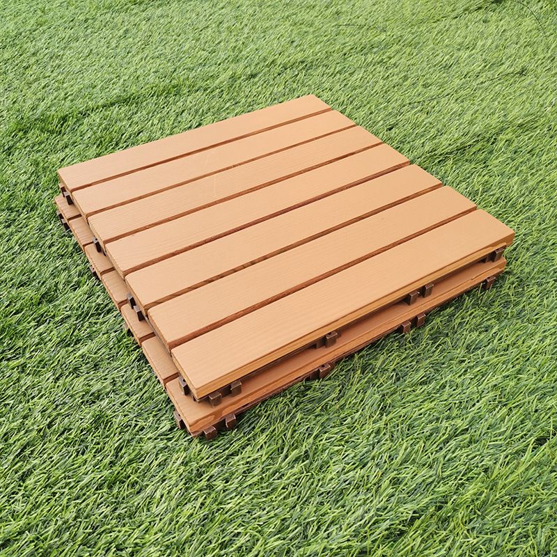 Sikunuo | Yellow 6-Slat Square Wood Floor Tiles Click System Floor Tiles