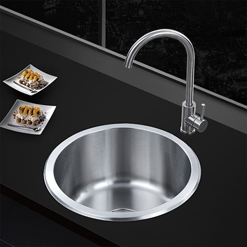 Sikunuo | Contemporary Single Bowl Kitchen Sink Round Stainless Steel Sink with Drain Strainer Set