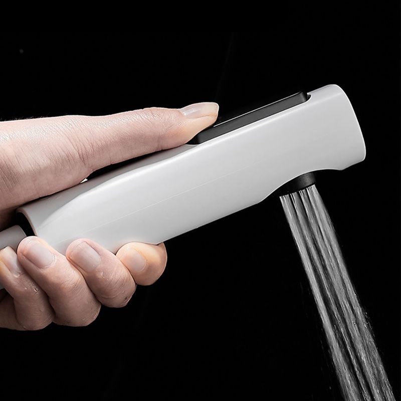 Sikunuo | Round Shower Set White Wall Mounted Hand Shower Lever Handle Shower Hose Swiveling Shower Set