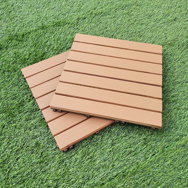 Sikunuo | Yellow 6-Slat Square Wood Floor Tiles Click System Floor Tiles