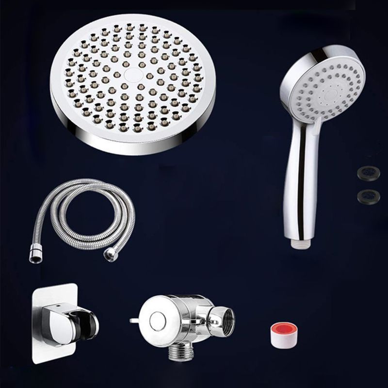 Sikunuo | Contemporary Shower Combination Double Shower Head Chrome Wall Mounted Round Shower Head