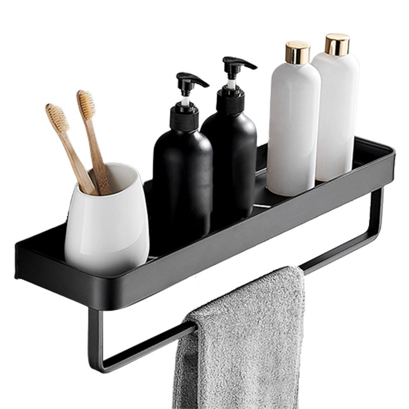 Sikunuo | Matt Black Bathroom Set Modern 1/2 - Piece Stainless Steel Bath Rack