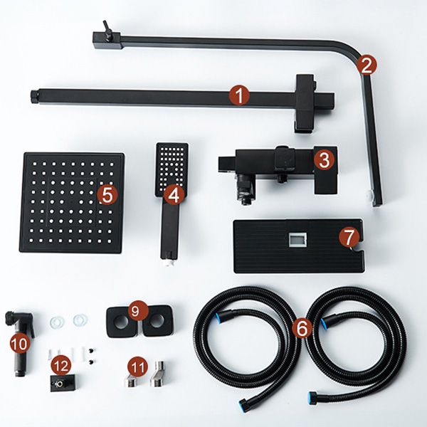 Sikunuo | Adjustable Spray Sample Shower Combination Metal Shower Fitting Arm Shower Head with Slip Bar