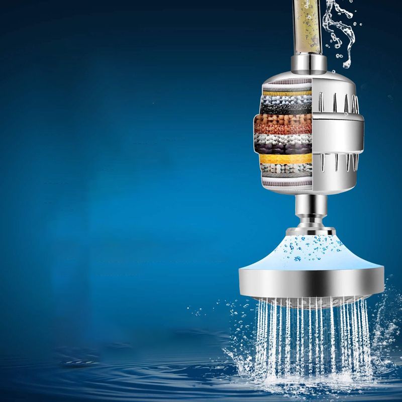 Sikunuo | 5 Sprays Shower Head Wall Mounted Silver Round Fixed Shower Head