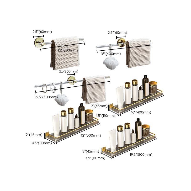 Sikunuo | 6-piece bathroom accessory set made of gold-colored metal bathroom hardware set