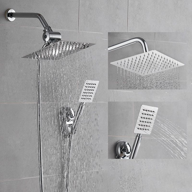 Sikunuo | Silver Square Double Shower Head Modern Water Filtration Wall-Mounted Shower Head