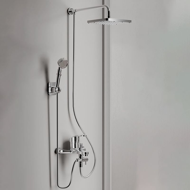 Sikunuo | Modern Showerhead Combination Double Showerhead Polished Stainless Steel Wall Mounted Showerhead