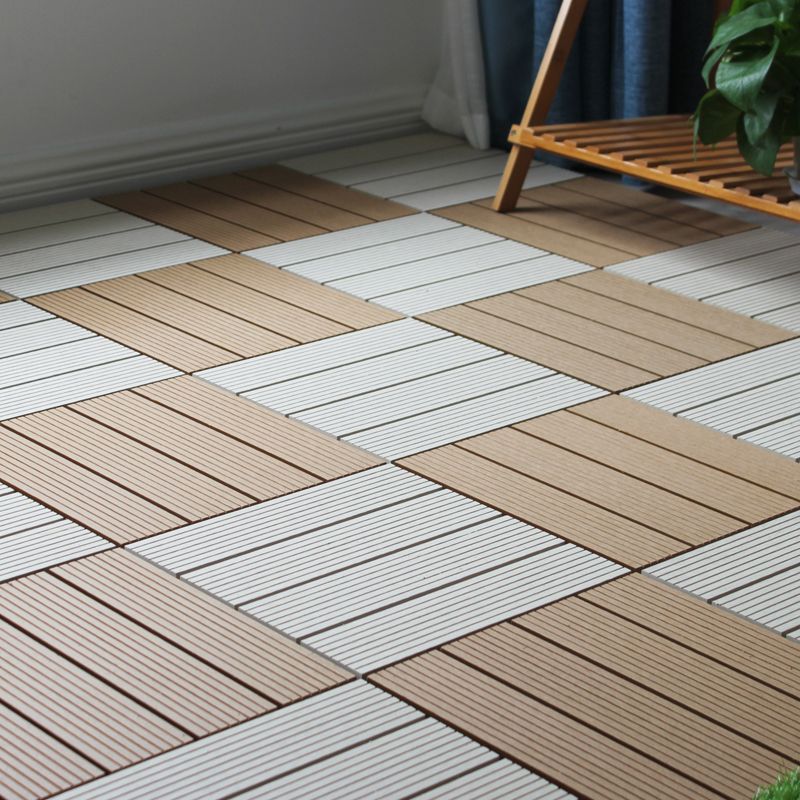 Sikunuo | Square Click Patio Floor Tiles Stripe Pattern Tile Set Floorboard
