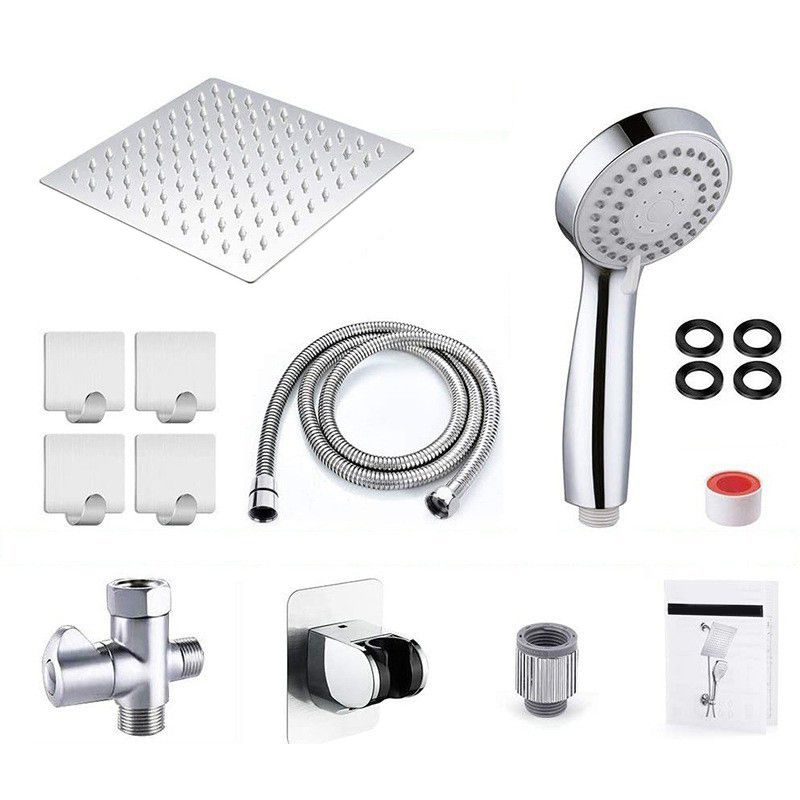 Sikunuo | Classic Dual Shower Head Square Large Shower Head with Round Hand Shower