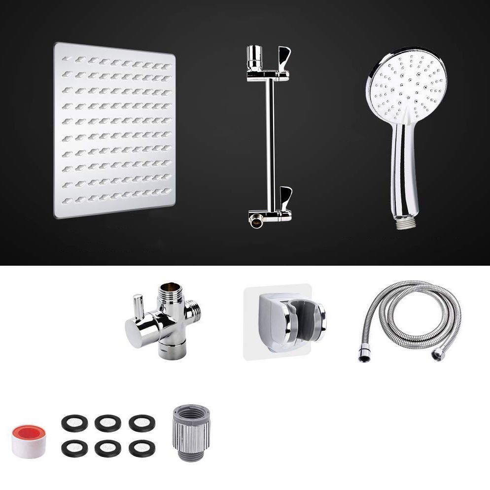 Sikunuo | Modern Dual Shower Head Square High Arc Shower Head in Silver
