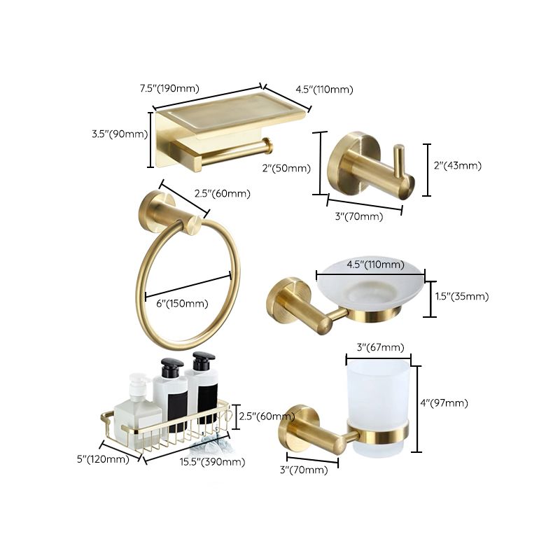 Sikunuo | Traditional Brushed Brass Bathroom Accessories As Individual Piece Or In Set Made Of Metal