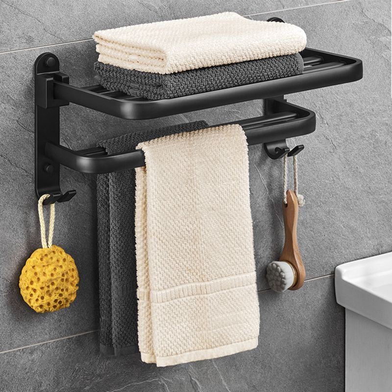 Sikunuo | Matt Black 5-piece Modern Bathroom Accessory Set with Shelf/Tower Bar & Paper Holder