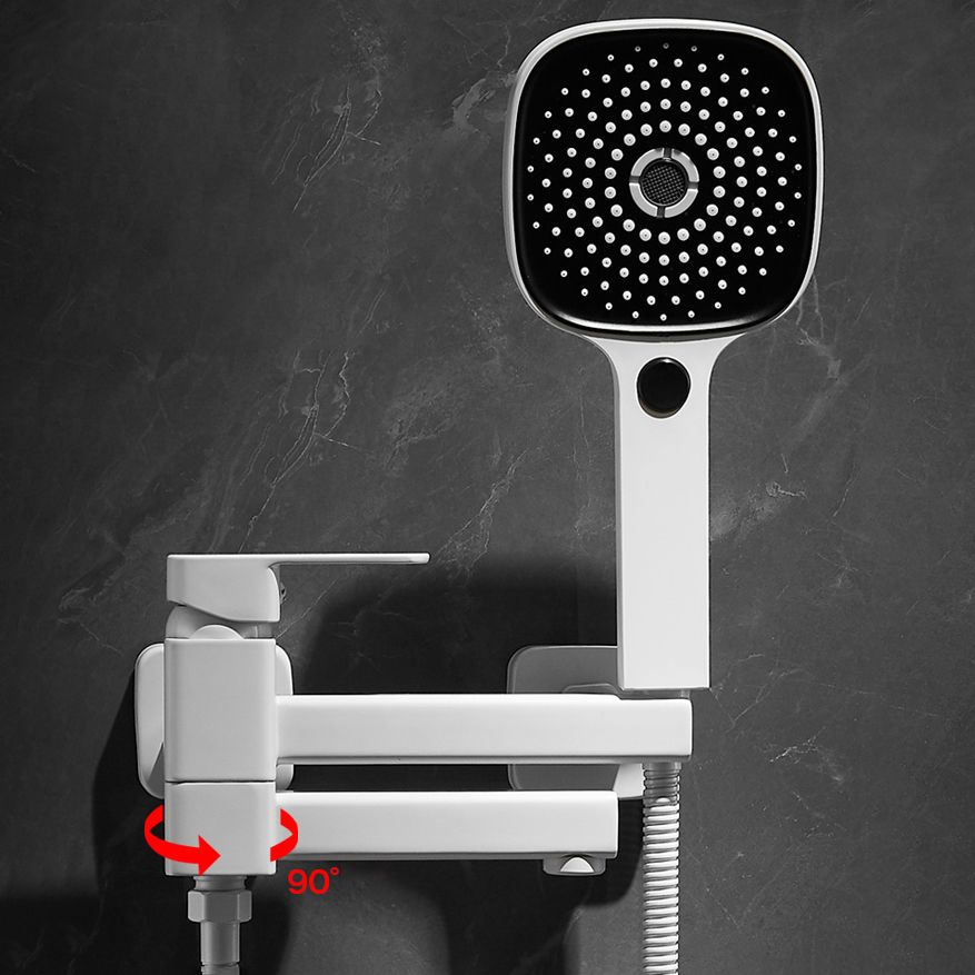 Sikunuo | White Bath Water Faucet Trim Single Lever Handle Swivel Spout Wall Mounted Hand Shower Bathtub Filler