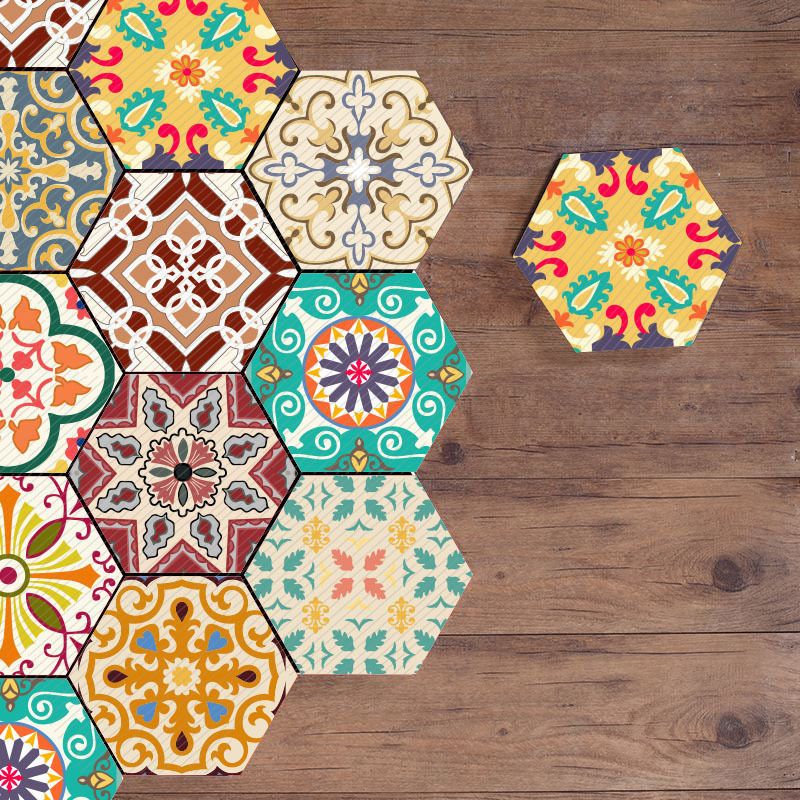 Sikunuo | Plastic Mosaic Tile Wallpaper Hexagonal for Stick-On and Removable Back Wall Tile