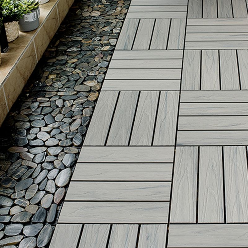 Sikunuo | Square Patio Tiles Interlocking Striped Pattern Deck Board