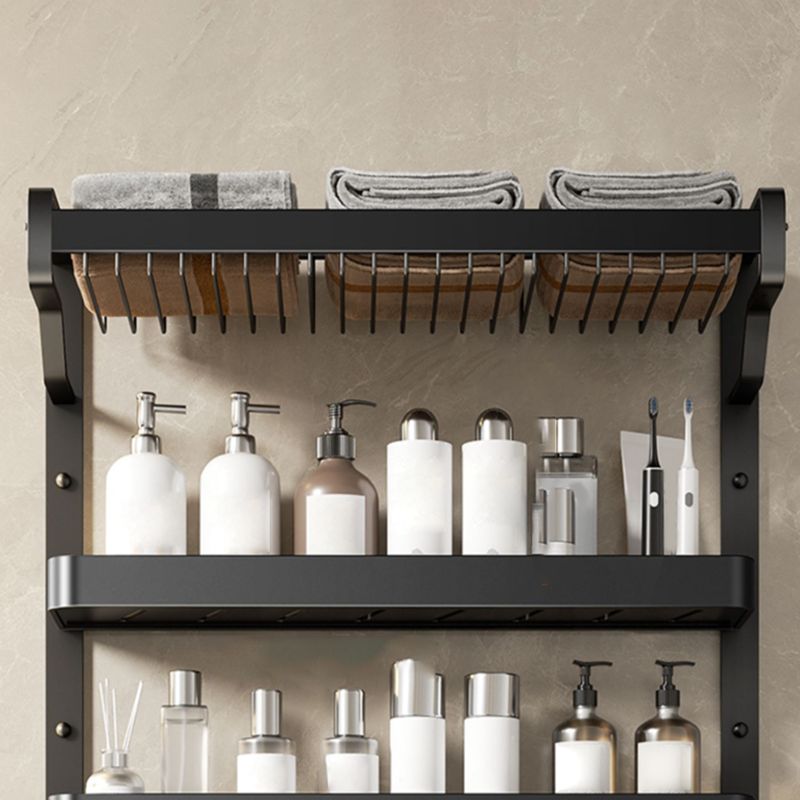 Sikunuo | Modern Bathroom Set Matte Black Bathroom Shelf Towel Holder Bathroom Accessories Set