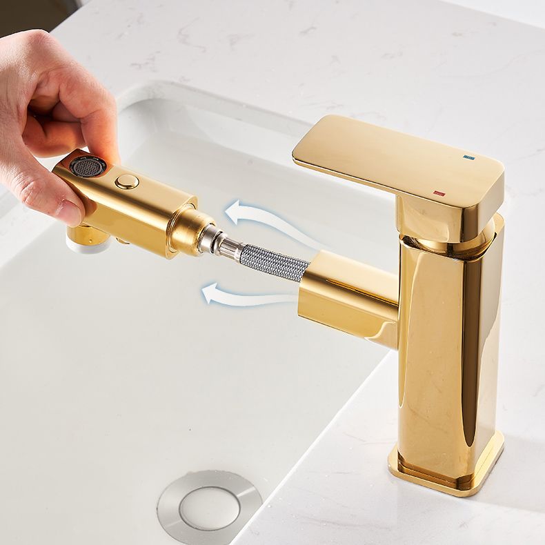 Sikunuo | Luxury Extendable Basin Faucet Cubic Low Arc Vanity Faucet
